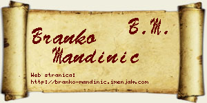 Branko Mandinić vizit kartica